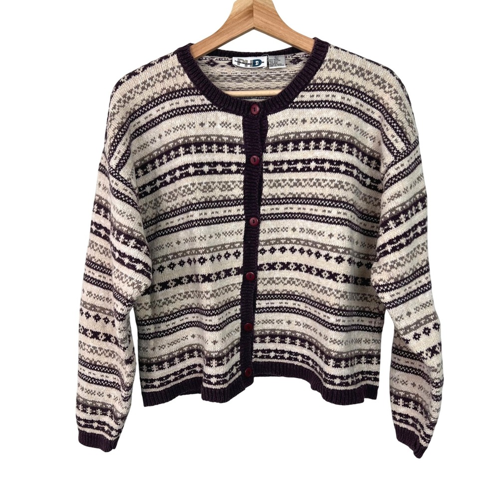 Vintage Paul Harris Design Cardigan Sweater Large Granny Cottagecore Indie‎ Twee